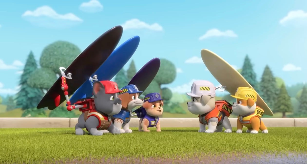 Rubble y Equipo de Paw Patrol por Día de la Toalla