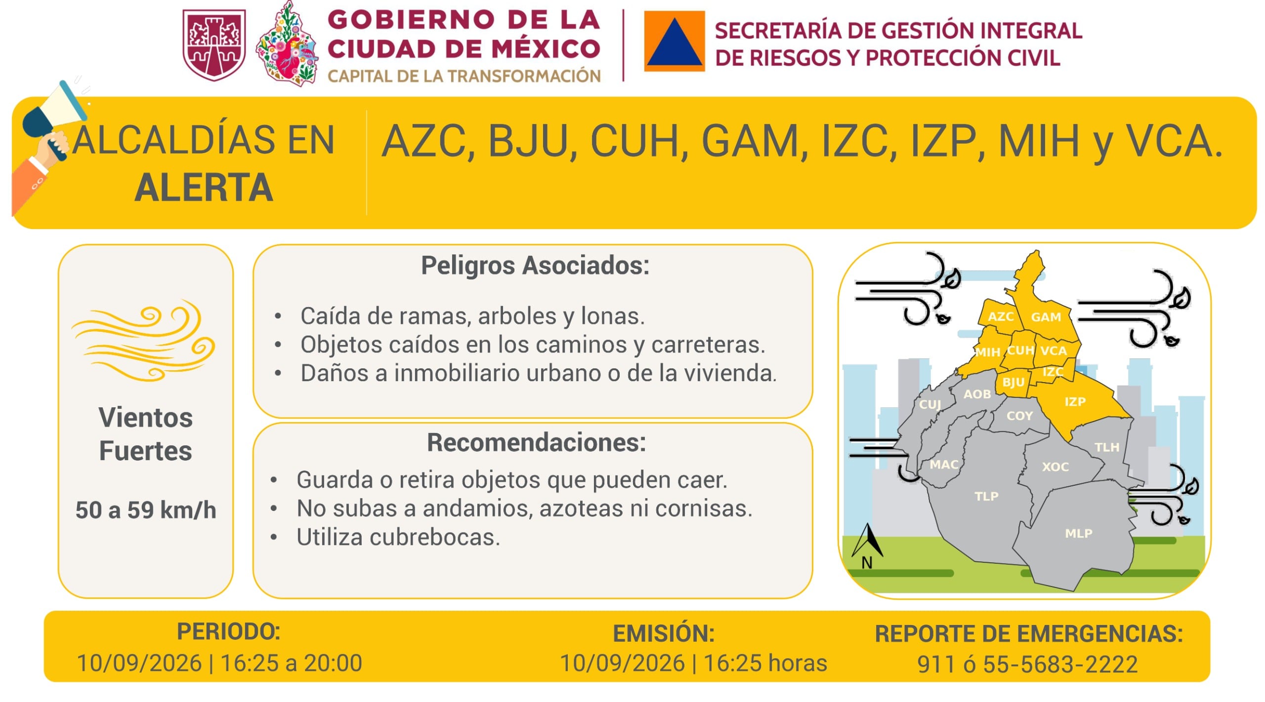 Vientos fuertes en CDMX