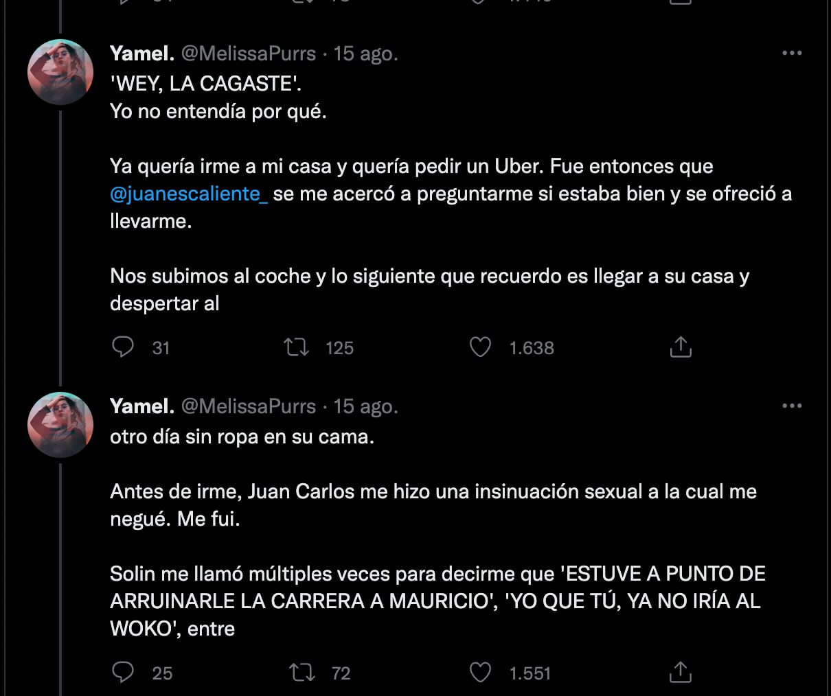 Melissa denuncia al standupero Juan Carlos Escalante
