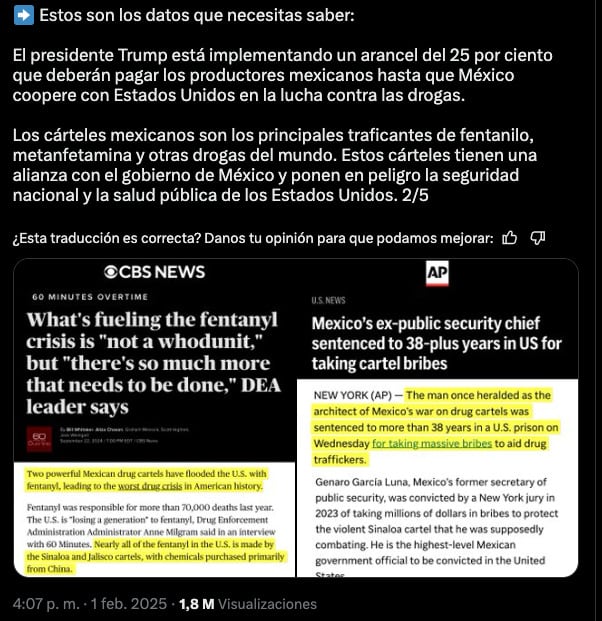 Tuit de la Casa Banca en el que aclara referencia a Genaro García Luna
