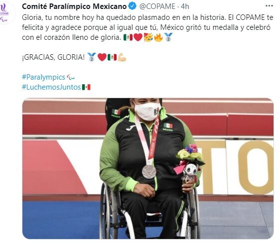 Comité Paralímpico Mexicano sobre Gloria Zarza