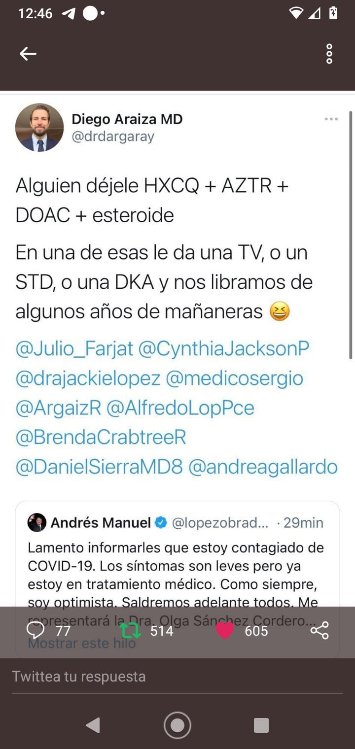 Tuit del cardiólogo Diego Araiza