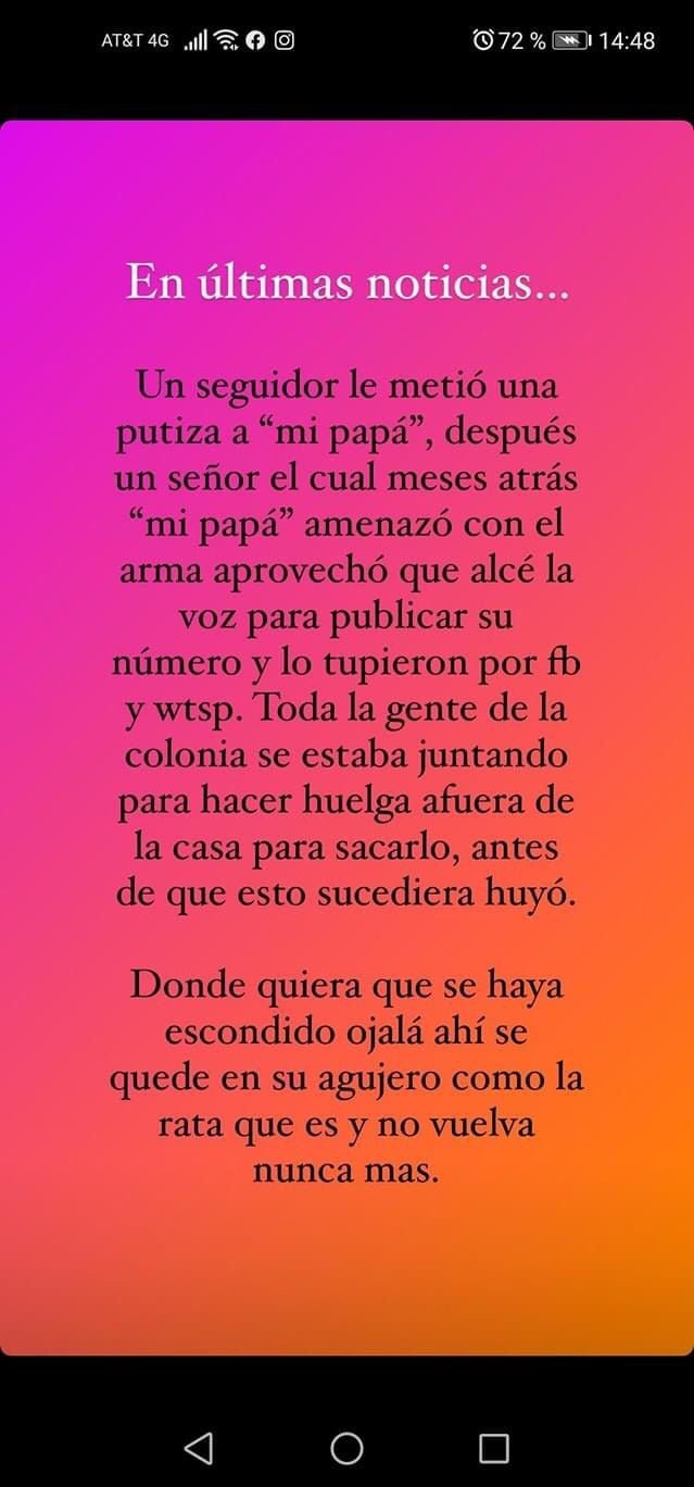 Luna Bella dice que le dieron 'putiza' a su papá.