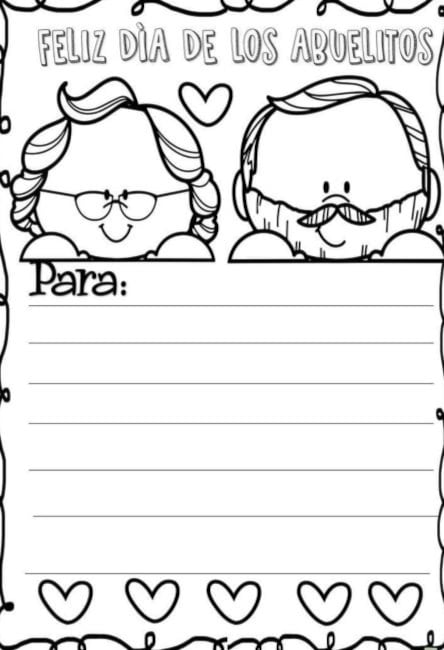 Tarjeta para el Día de los Abuelos en forma de carta