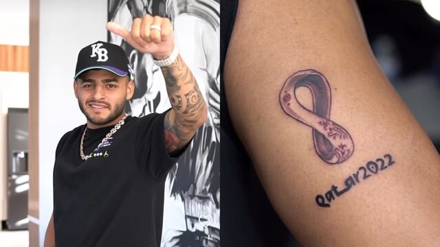 Alexis Vega se tatuó el logo del Mundial de Qatar 2022.