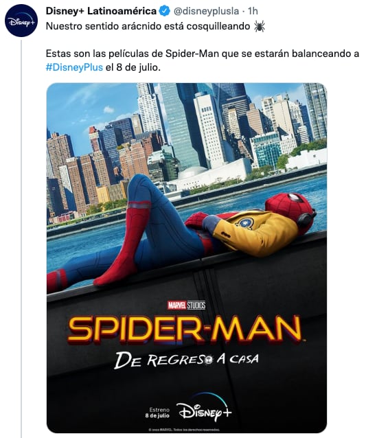 Cinco películas de Spider-Man llegan a Disney Plus