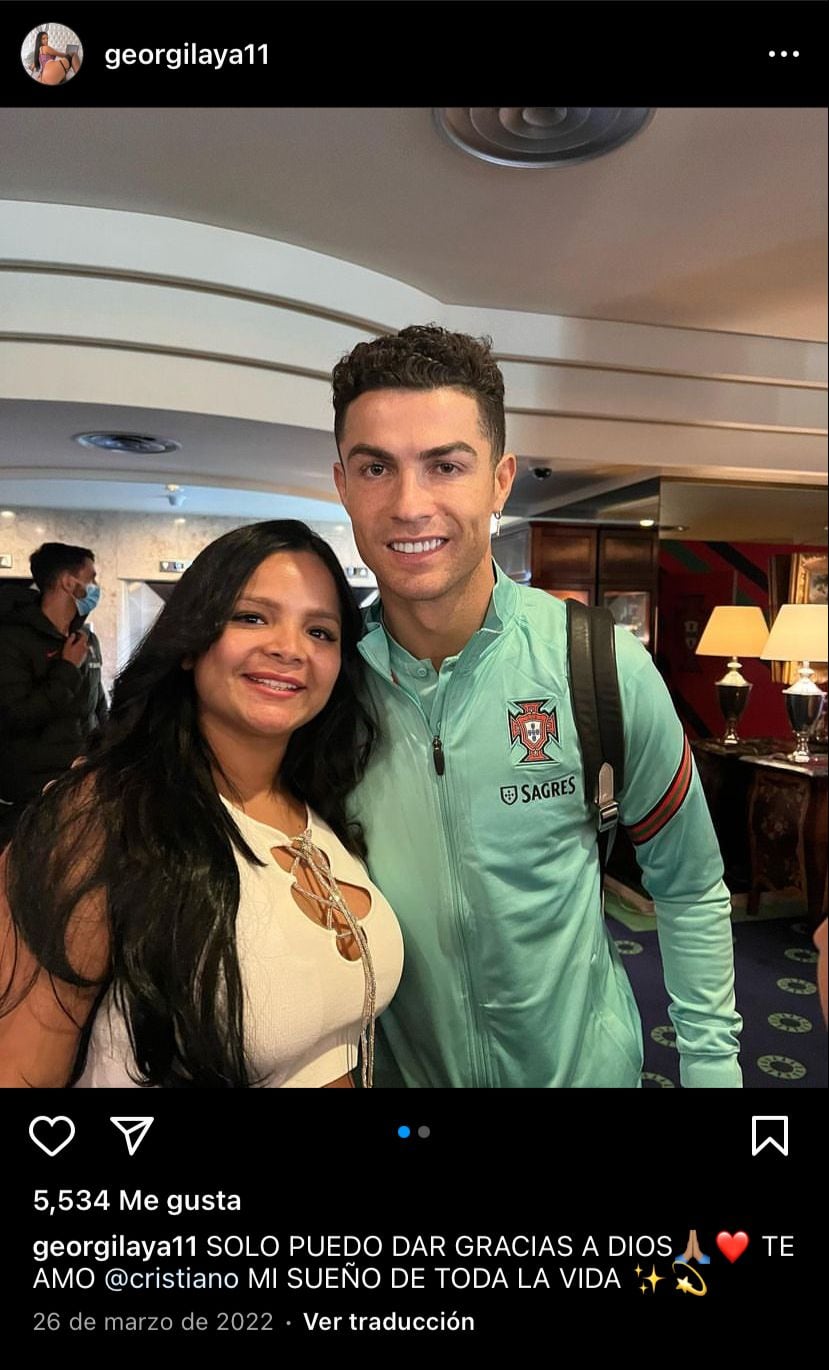 Cristiano Ronaldo y la influencer venezolana que dice haber tenido relaciones sexuales con él.