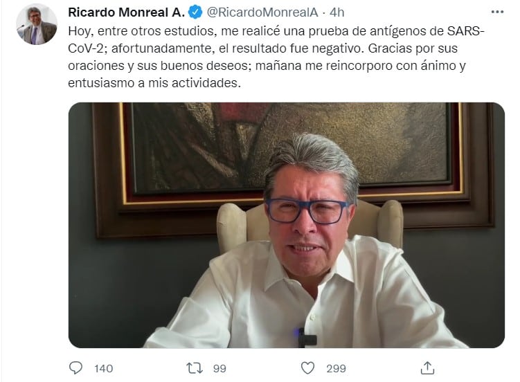Tuit de Ricardo Monreal