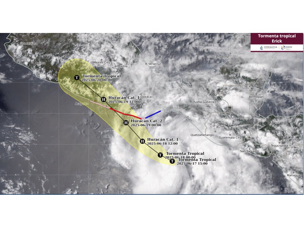Tormenta tropical Erick hoy 17 de junio