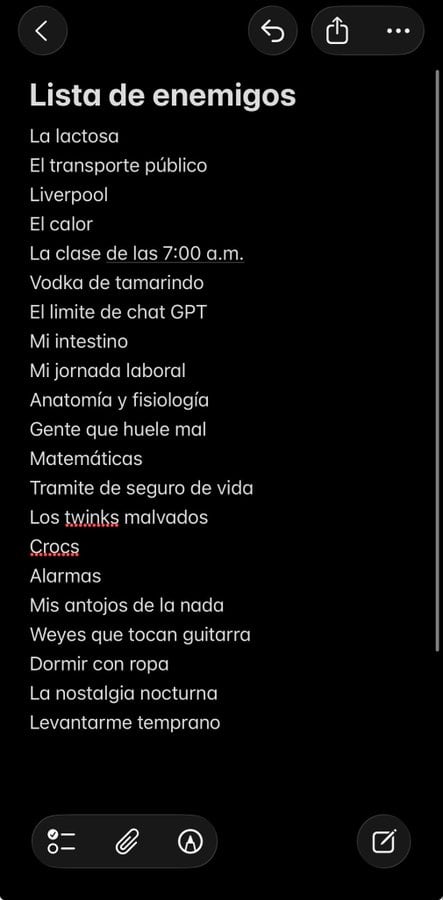 Lista de enemigos