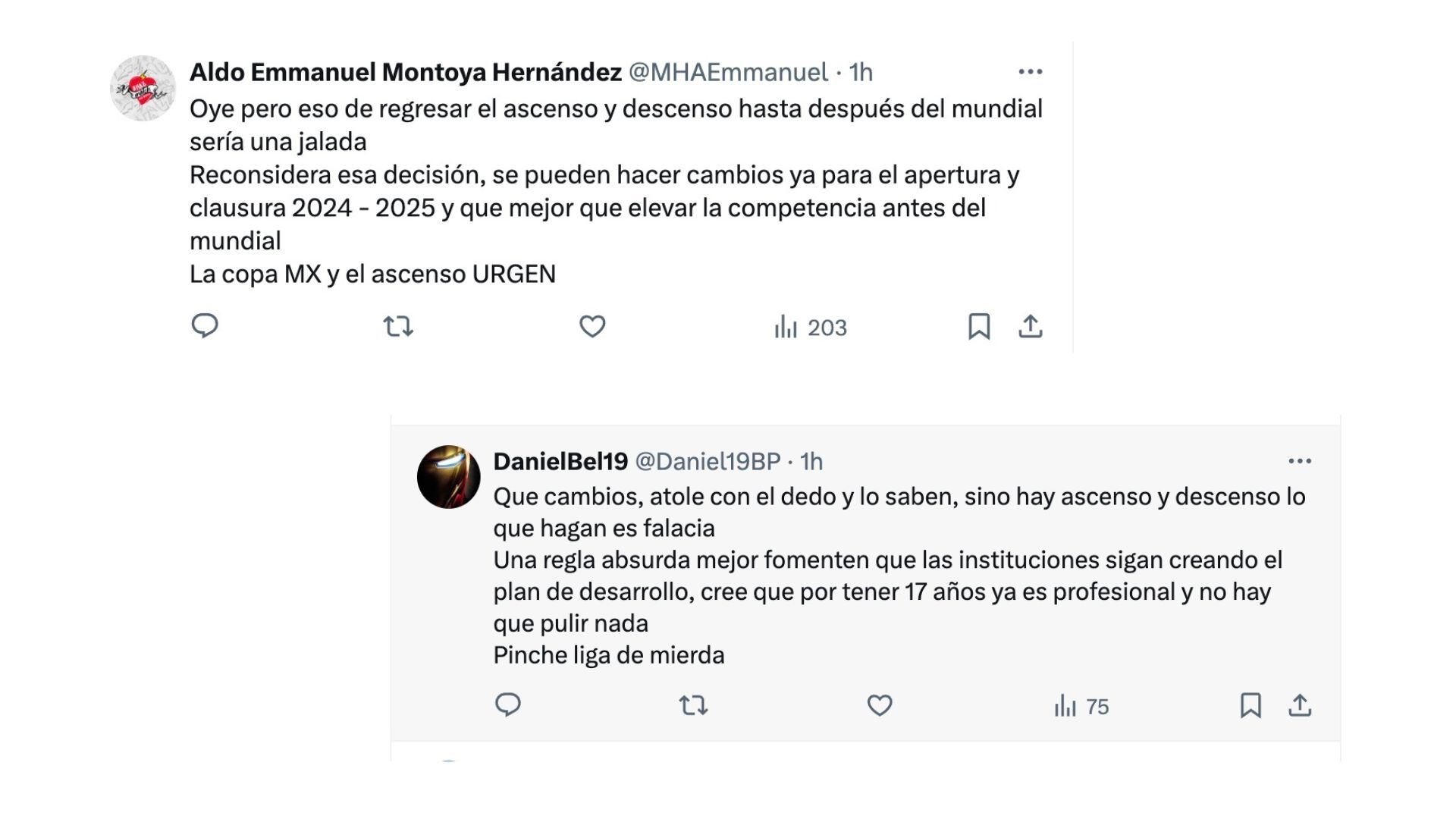 Comentarios de los fans mexicanos sobre los cambios en la Liga MX.