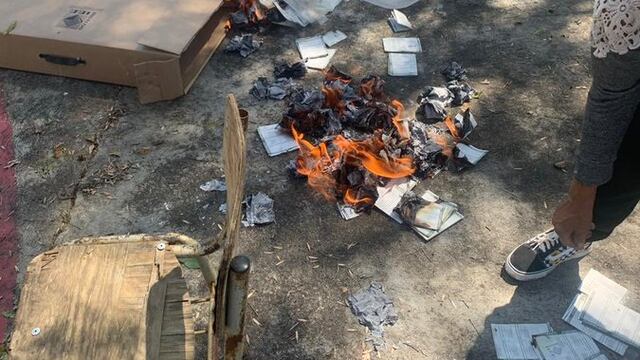 Papelería electoral quemada en Hidalgo