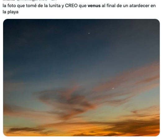 Conjunción entre la Luna y Venus