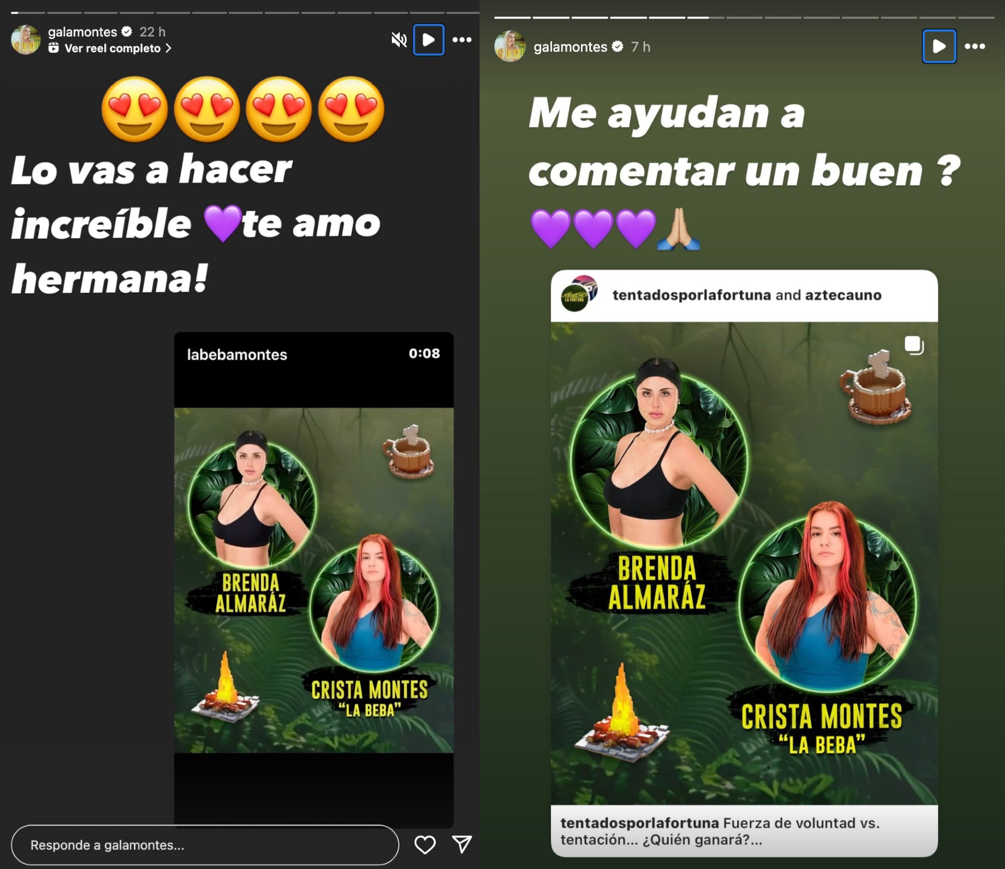 Gala Montes le muestra su apoyo a Beba Montes en su nuevo reality