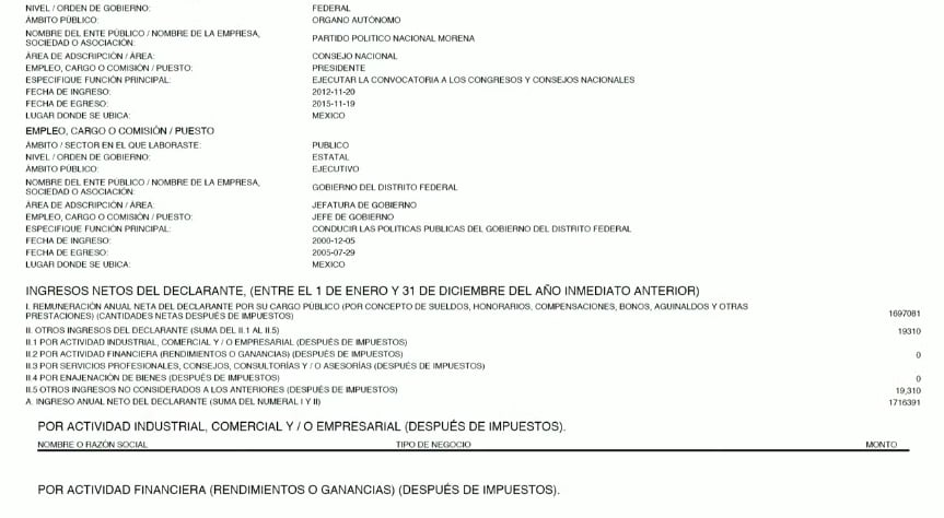 Ingresos de AMLO 2022