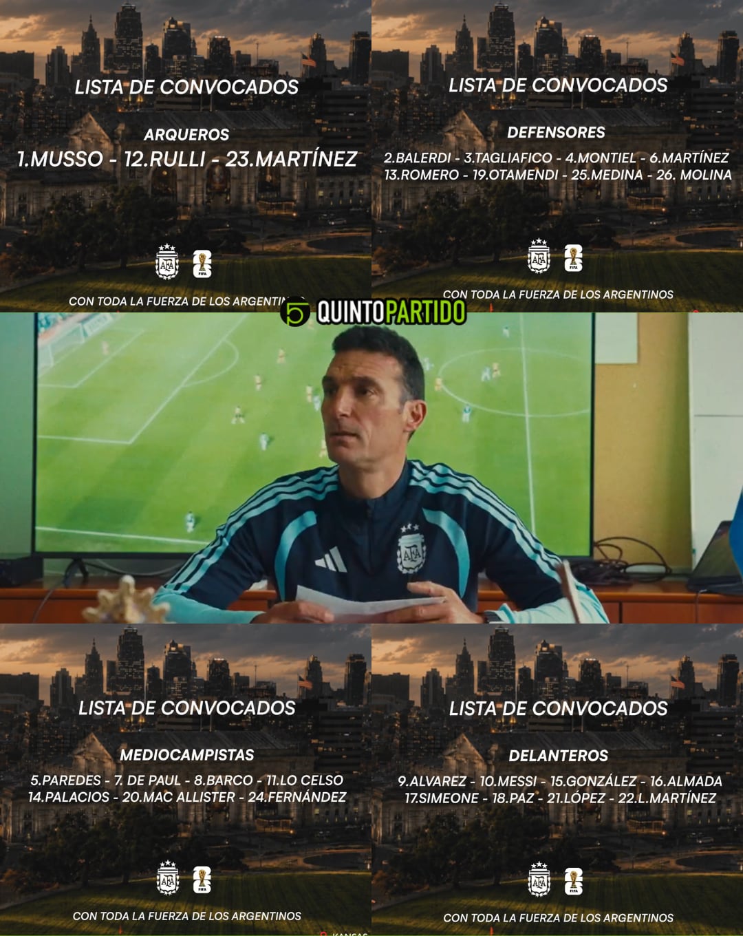 Lionel Messi encabeza la lista de convocados de Argentina para el Mundial 2026.