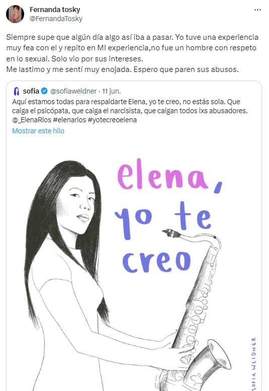 Fernanda Tosky también sería víctima de Tenoch Huerta.