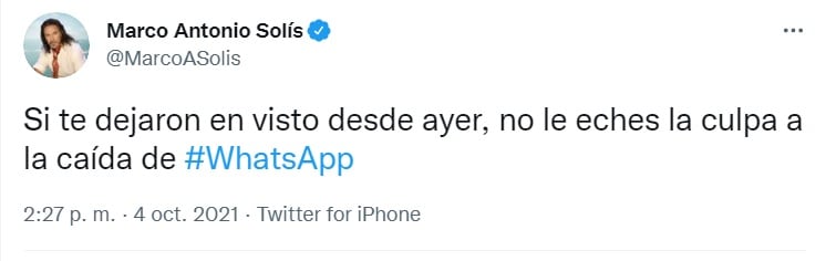 Marco Antonio Solís se burla de la caída de WhatsApp