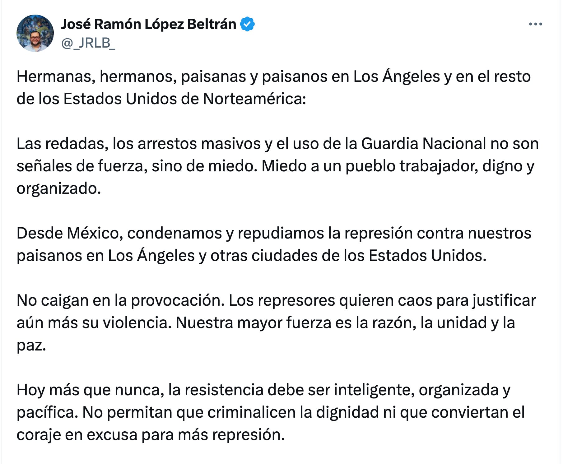 José Ramón López Beltrán sobre protestas en Estados Unidos