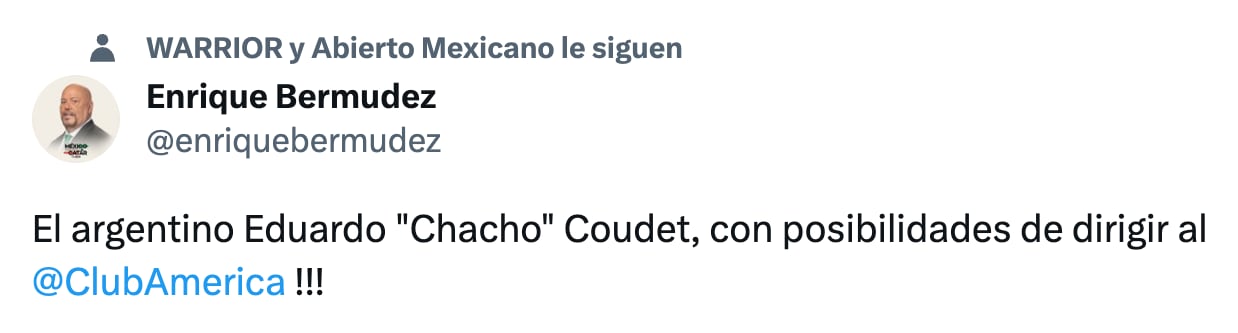 Chacho Coudet suena para el América