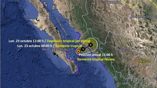 Tormenta tropical Norma en Sinaloa