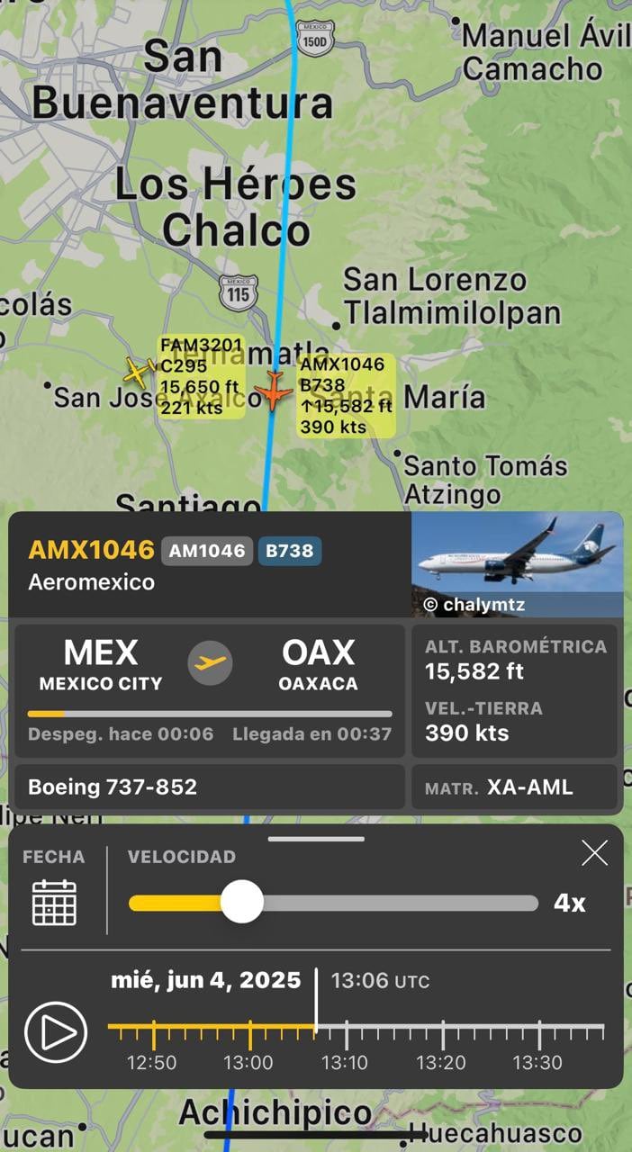 Avión de Aeroméxico casi choca con paracaidistas