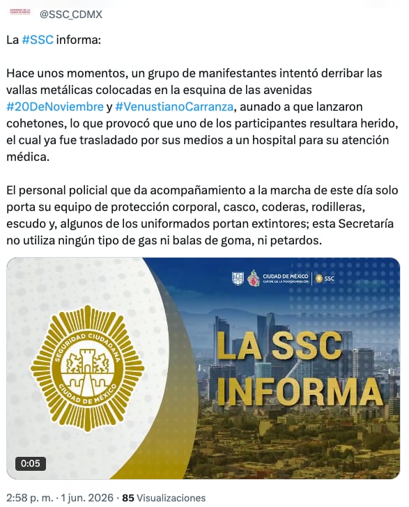 SSC sobre la protesta de la CNTE en CDMX