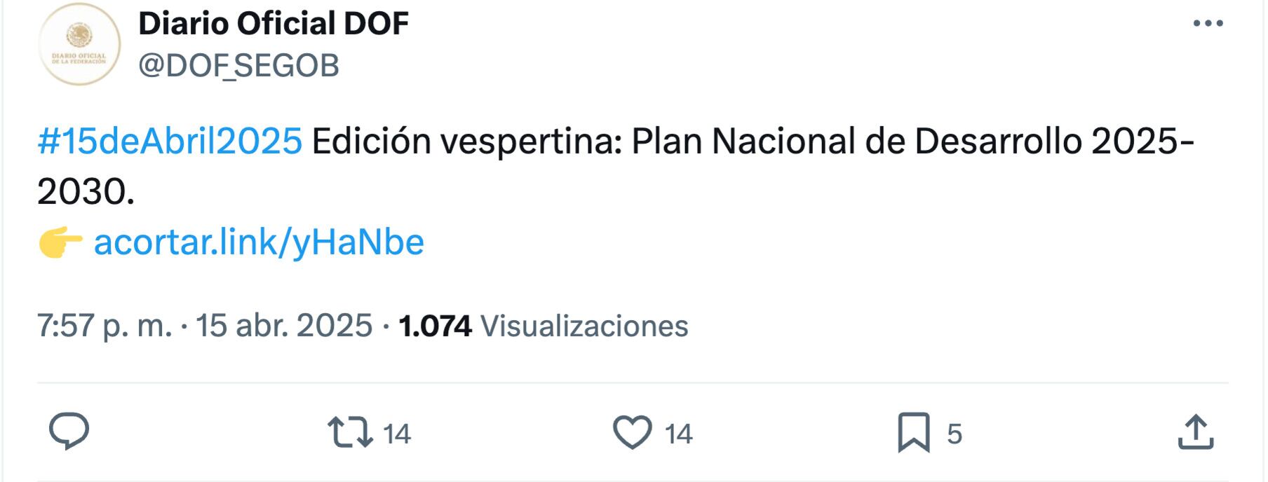 Plan Nacional de Desarrollo es publicado en el DOF