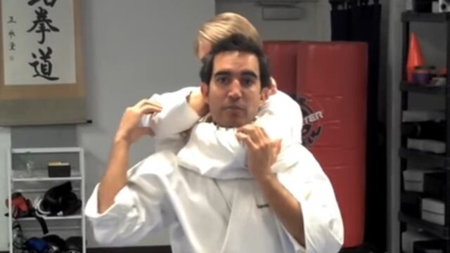 "Estrangulamiento trasero desnudo", técnica de jiu-jitsu