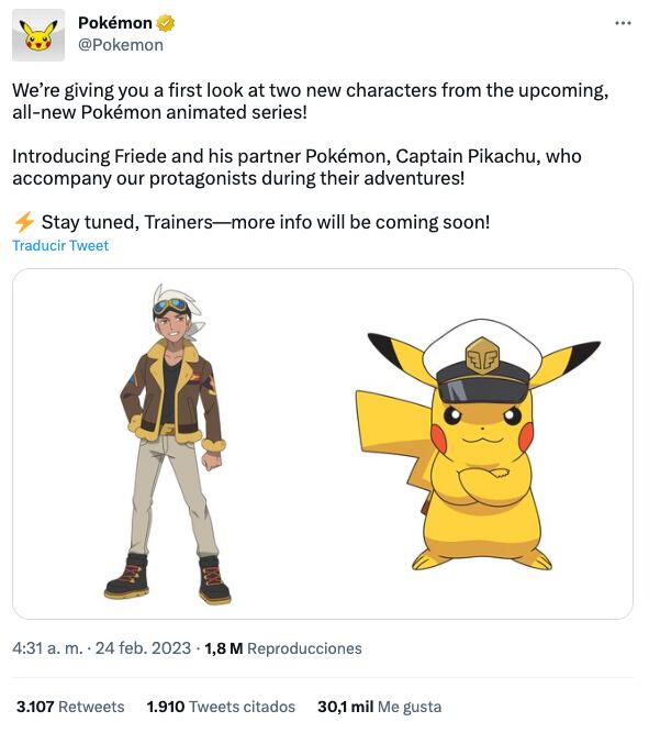 Pikachu regresa a Pokémon pero como Capitán Pikachu