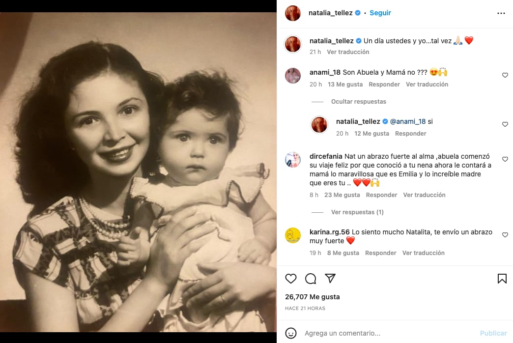 Abuela y madre de Natalia Téllez