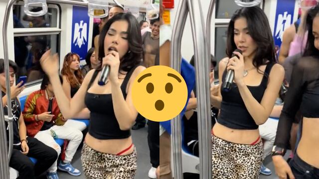 Kenia Os se sube al Metro de Monterrey y da concierto gratis.