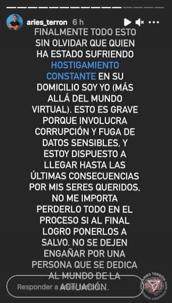 Aries Terrón le responde a Bárbara de Regil