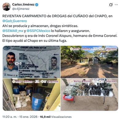 Vinculan a cuñado de El Chapo Guzmán con narcolaboratorio de Guerrero