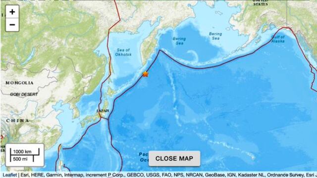 Zona del sismo en Rusia.