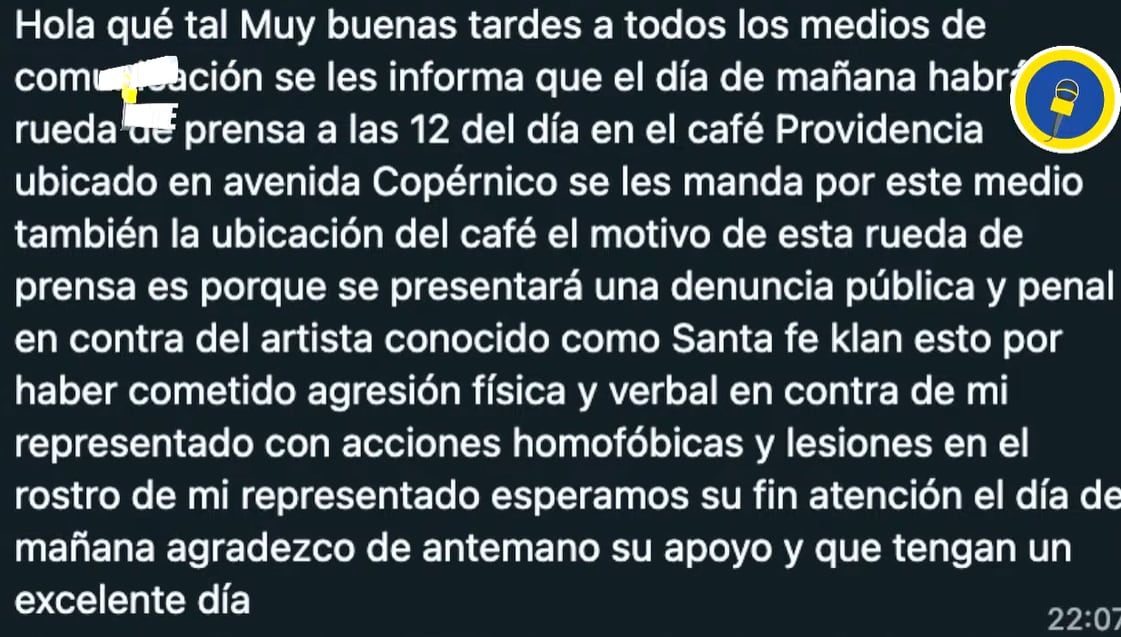 Información sobre denuncia a Santa Fe Klan.