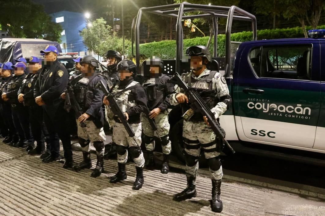Elementos de seguridad en la alcaldía Coyoacán