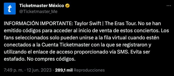 ¡Atención! Ticketmaster confirma que no hay códigos Verified Fan