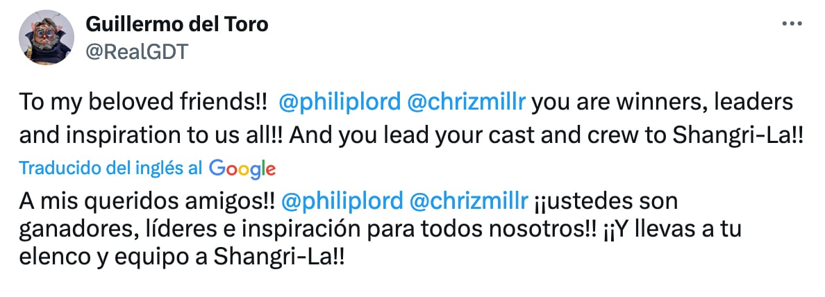 Guillermo del Toro felicita a directores de Spider-Man: Across the Spider-Verse