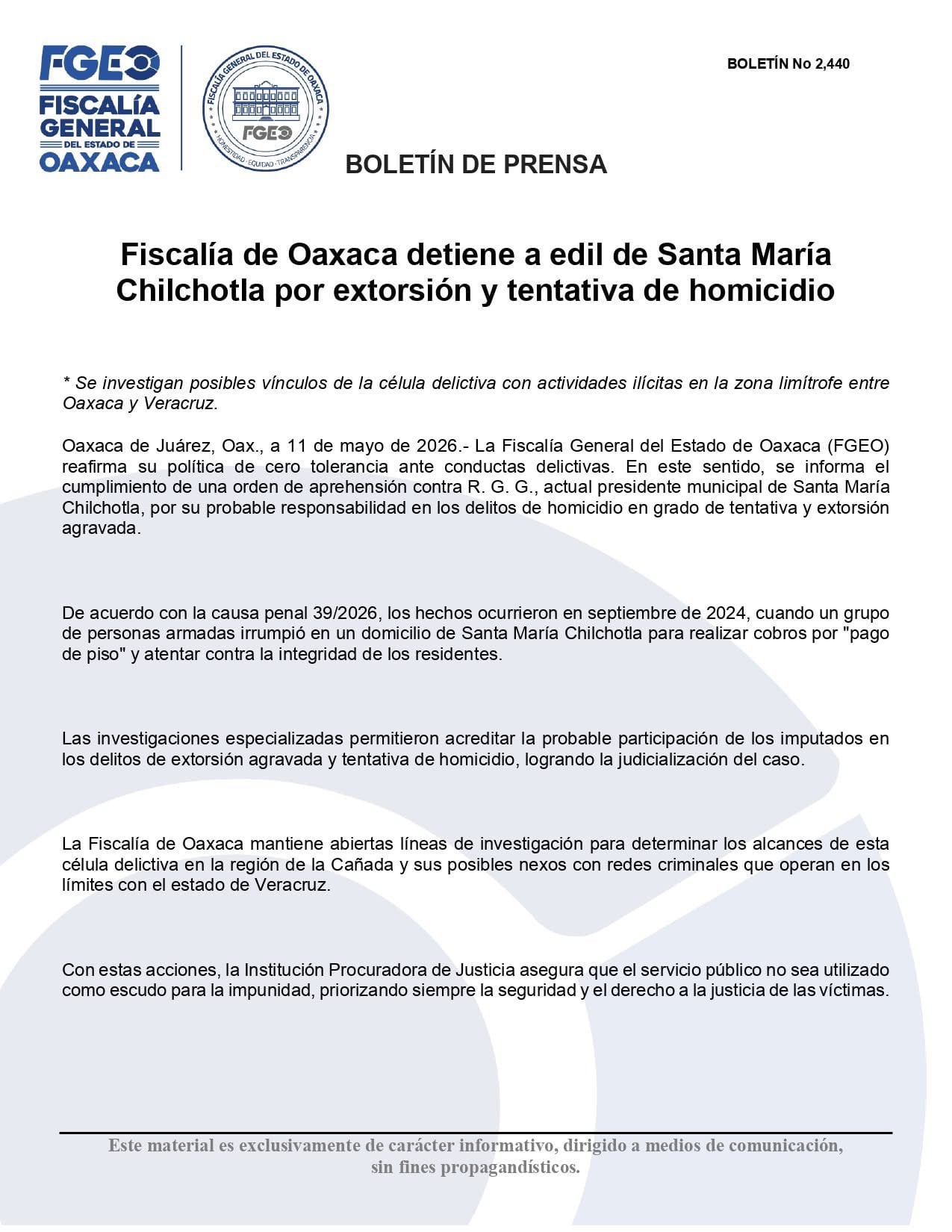 Detienen a alcalde de Oaxaca, Regino Gallardo González, por delitos graves
