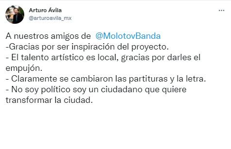Tuit de Arturo Ávila