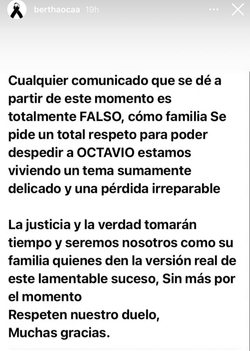 Bertha Ocaña sobre muerte de Octavio Ocaña