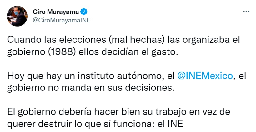 Tuit de Ciro Murayama