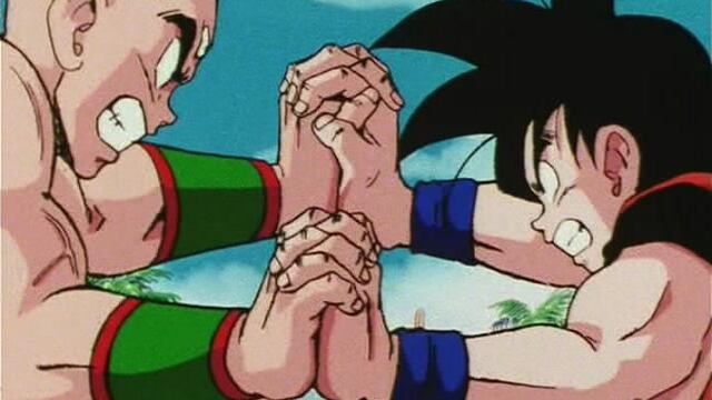 Goku y Ten Shin Han en Dragon Ball