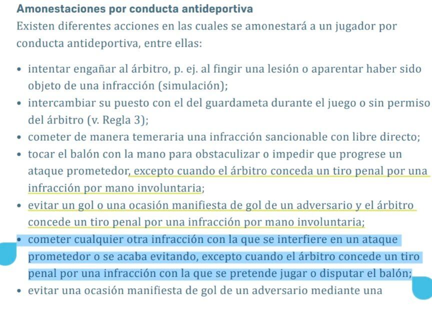 Esto es lo que dice el reglamento.