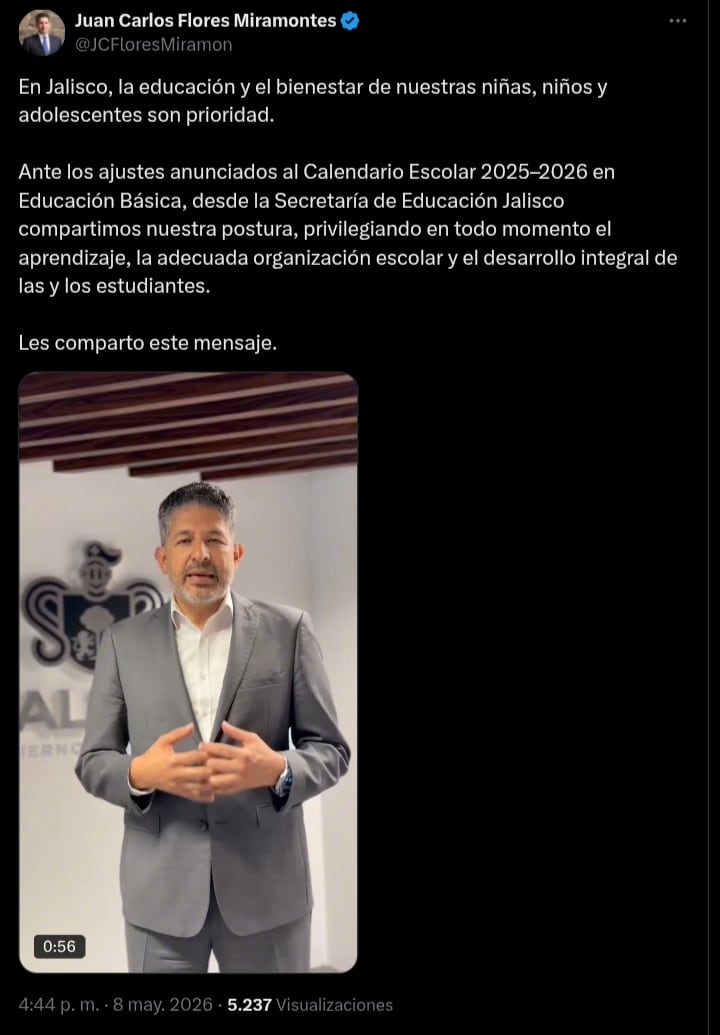Jalisco adelanta que no recortará clases, seguirán hasta el 30 de junio