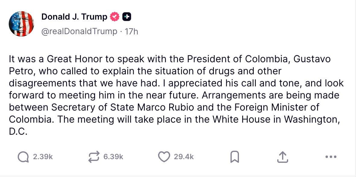 Estos fueron los temas que Gustavo Petro y Donald Trump hablaron durante su conversación