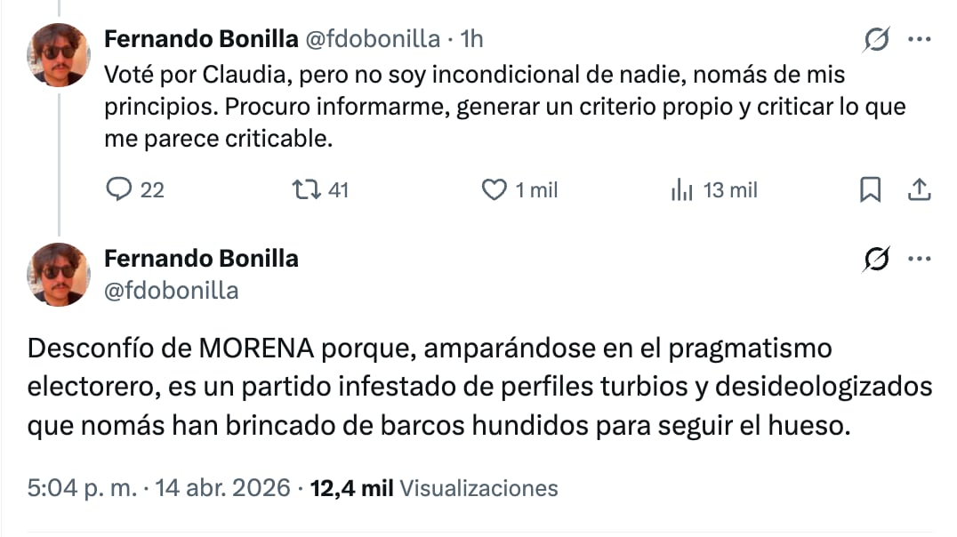 Fernando Bonilla se confiesa y revela sus posturas políticas