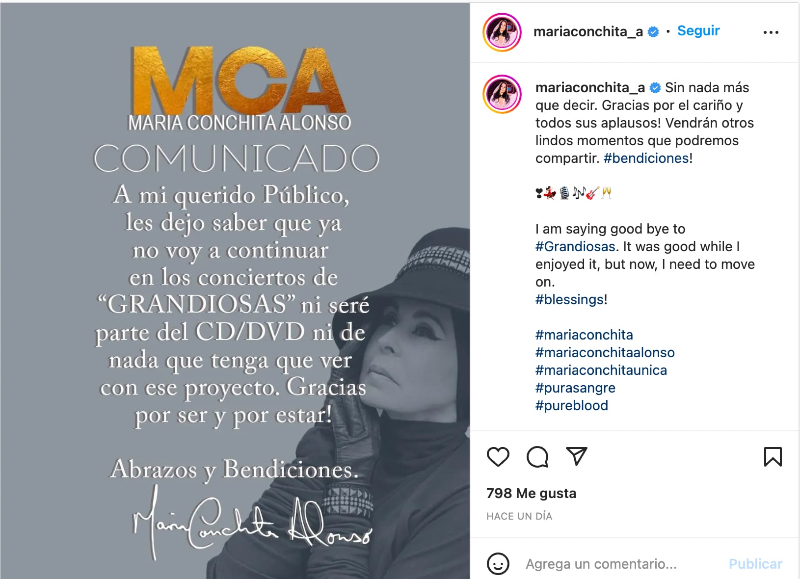 María Conchita Alonso sale de 'GranDiosas'