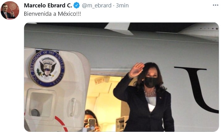 Marcelo Ebrard recibe a Kamala Harris